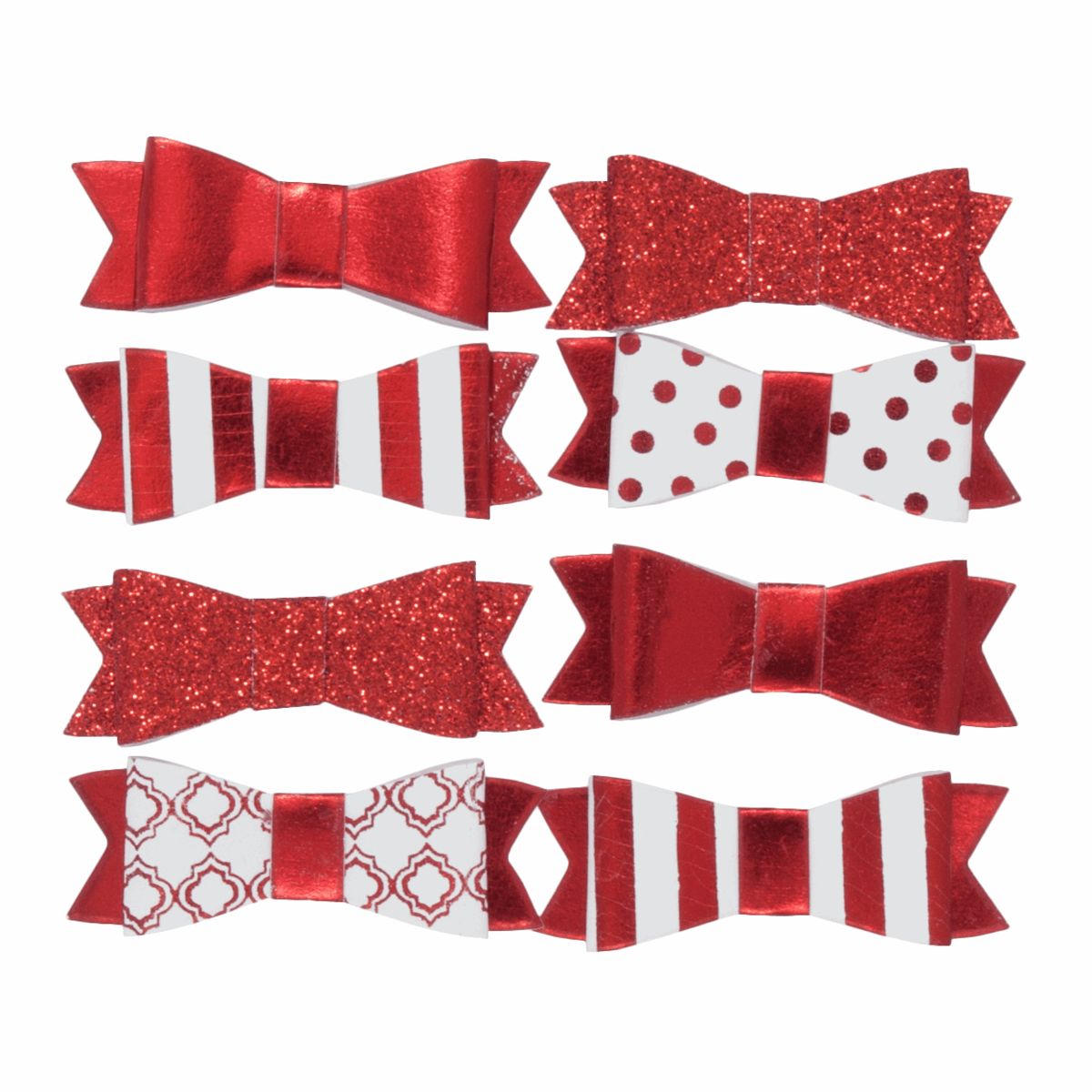 Trimits Craft Embellishments - Metallic Red Bows (Pack of 8)