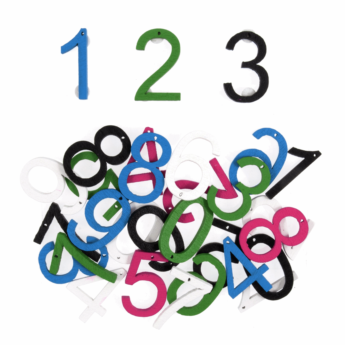 Trimits Multi Coloured Wooden Numbers - Pack of 30