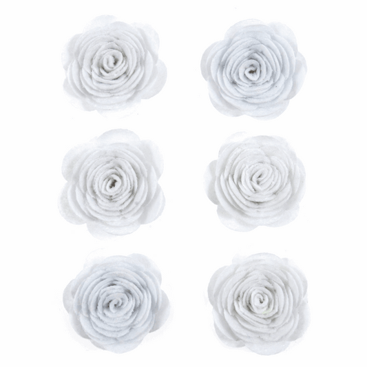 Trimits Stick On Open Rose - White (Pack of 6)