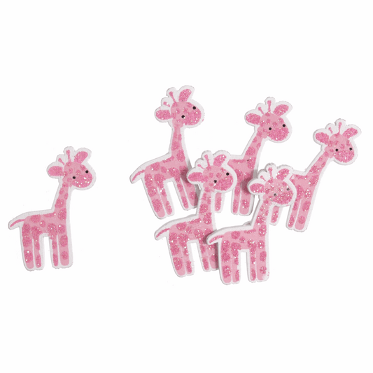 Trimits Craft Embellishments - Pink Baby Giraffe (Pack of 6)