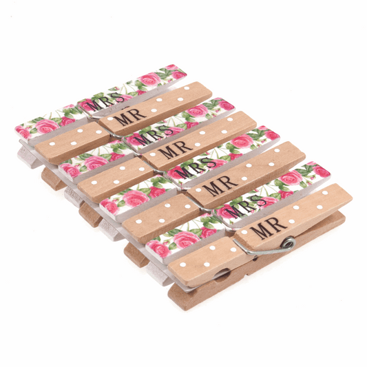 Trimits Mr & Mrs Wedding Pegs - Pack of 8