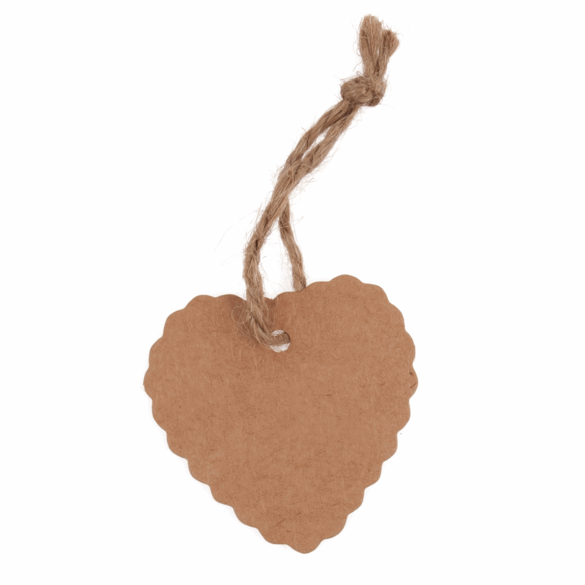 Kraft Scalloped Heart Tags -  55 x 55mm (Pack of 12)