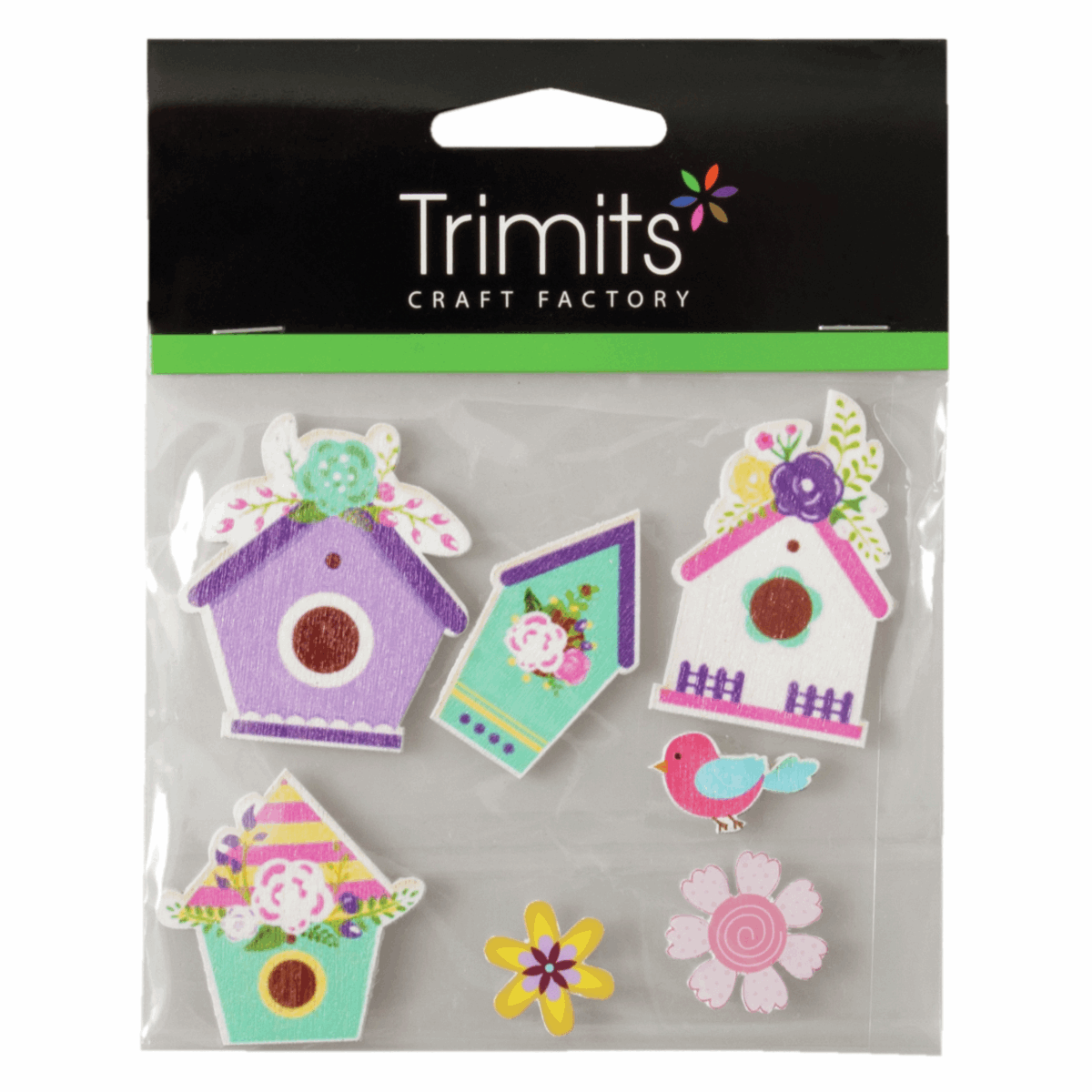 Trimits Craft Embellishments - Floral Bird Box (Pack of 7)