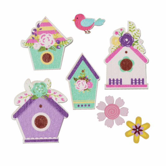 Trimits Craft Embellishments - Floral Bird Box (Pack of 7)