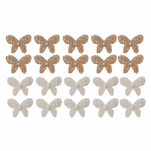 Trimits Craft Embellishments - Brown/White Hessian Butterfly with Pearl (Pack of 20)
