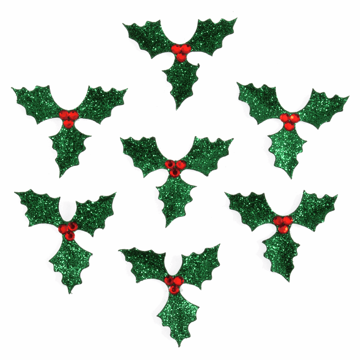 Trimits Craft Embellishments - Glitter Holly Leaves (Pack of 7)