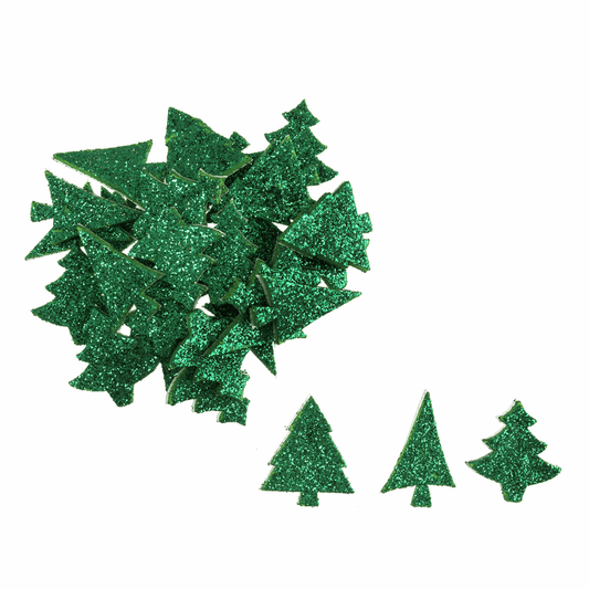 Trimits Green Glitter Foam Trees (Pack of 60)
