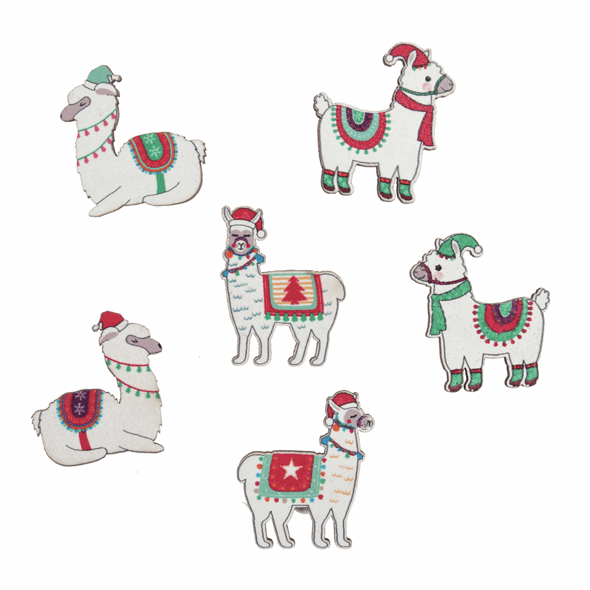 Trimits Craft Embellishments - Festive Llamas (Pack of 6)