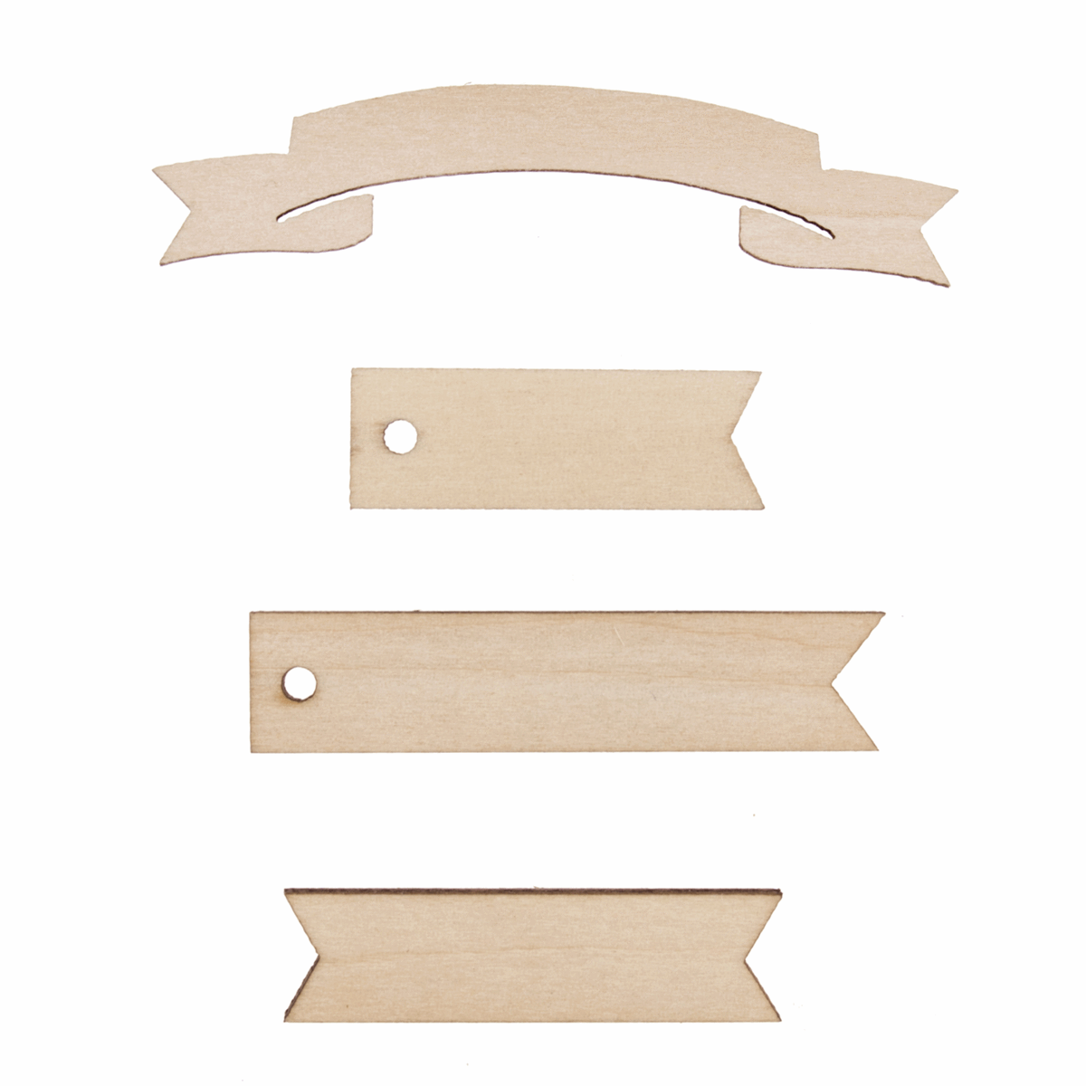 Trimits Craft Embellishments - Assorted Wooden Banners (Pack of 16)