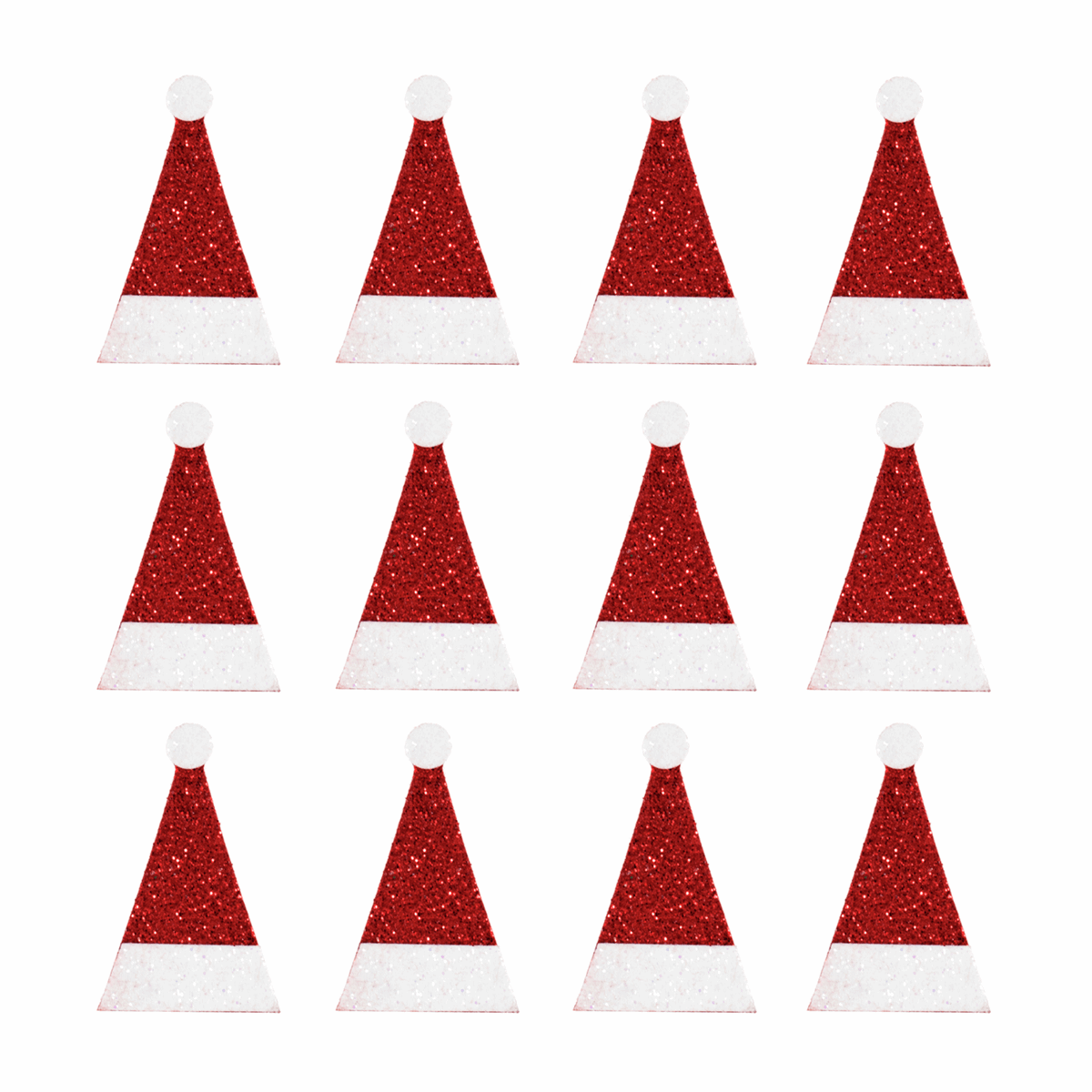 Trimits Craft Embellishments - Glitter Santa Hats (Pack of 12)