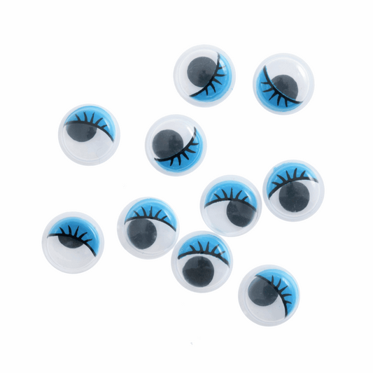 Trimits Stick-On Toy Eyes - Googly Blue with Lashes 7mm (Pack of 14)