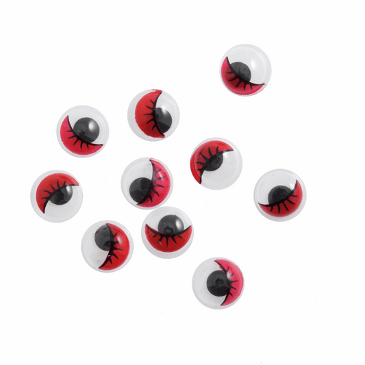 Trimits Stick-On Toy Eyes - Googly Red with Lashes 7mm (Pack of 14)