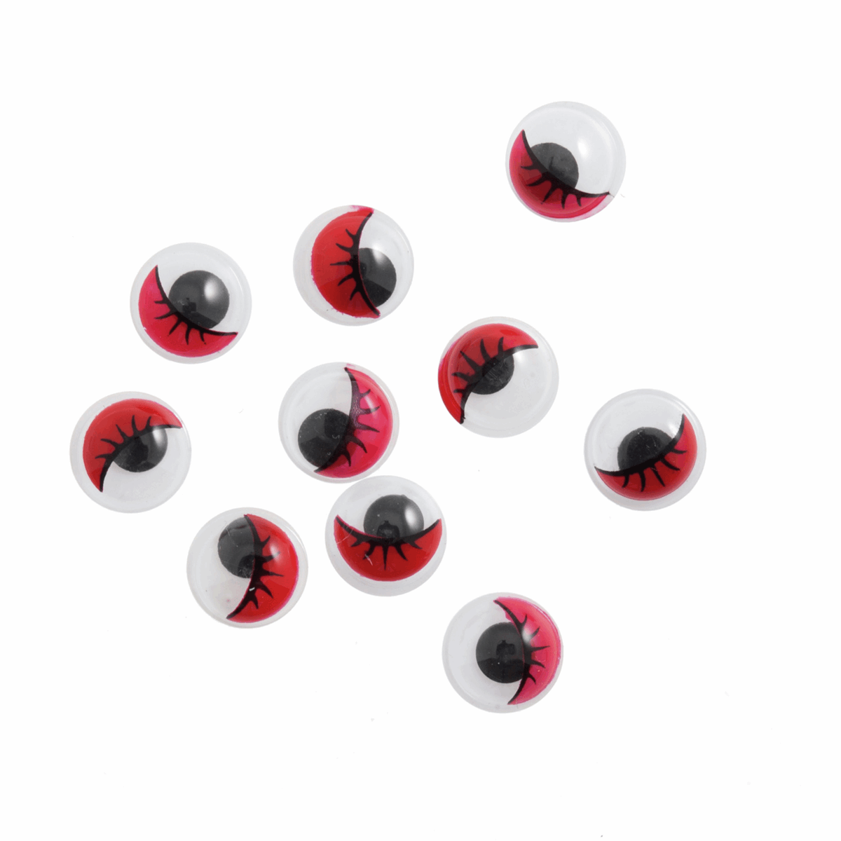 Trimits Stick-On Toy Eyes - Googly Red with Lashes 10mm (Pack of 10)