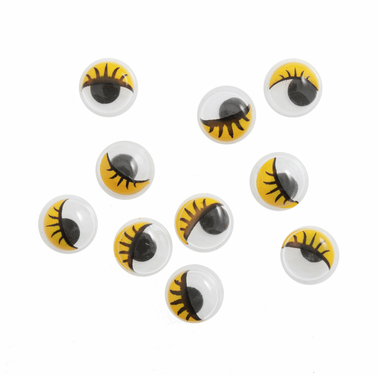 Trimits Stick-On Toy Eyes - Googly Yellow with Lashes 10mm (Pack of 10)