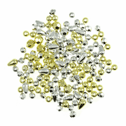 Silver/Gold Plastic Beads - 20g
