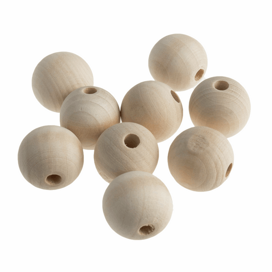 Macrame Wooden Craft Beads x 9 - 25mm