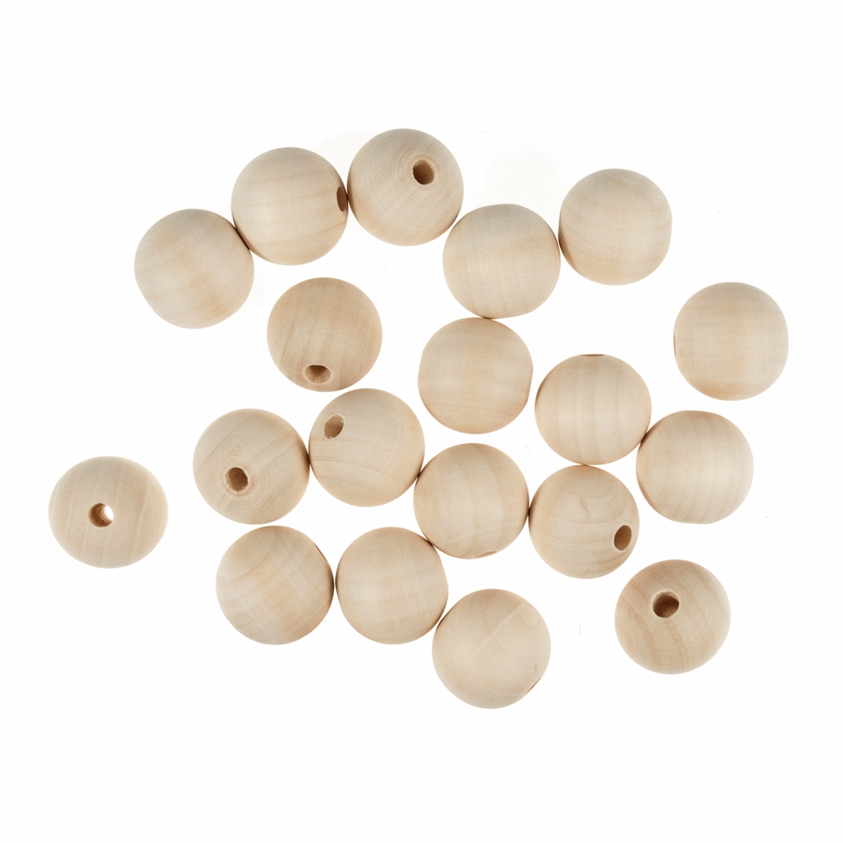 Macrame Round Centre Hole Wooden Beads x 50 - 30mm