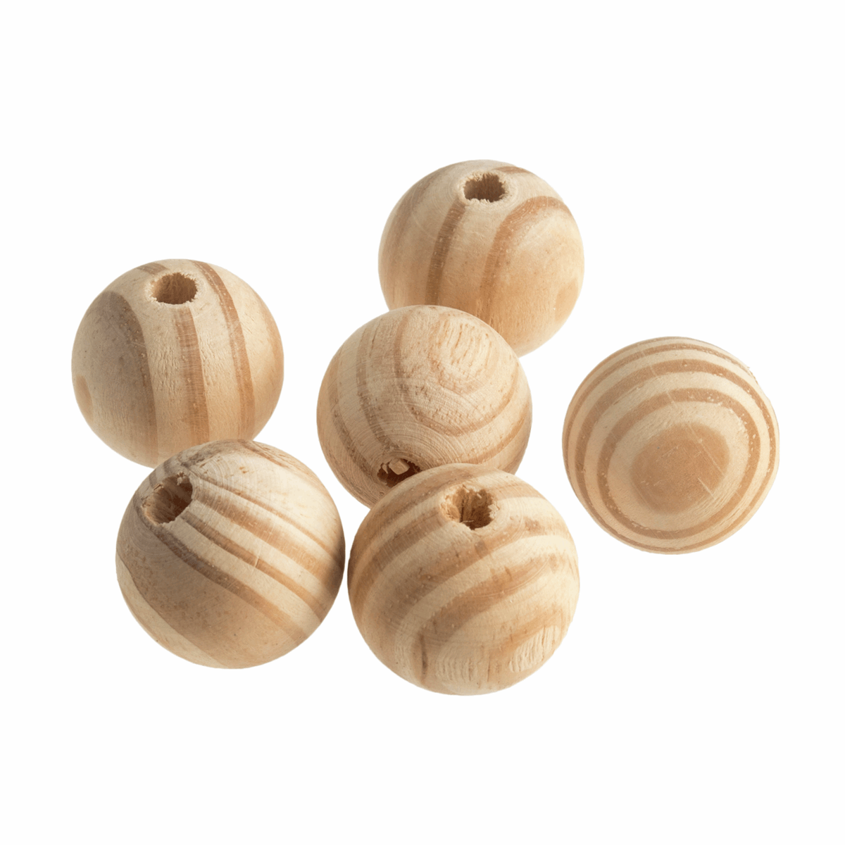 Macrame Wooden Craft Beads x 6 - 30mm