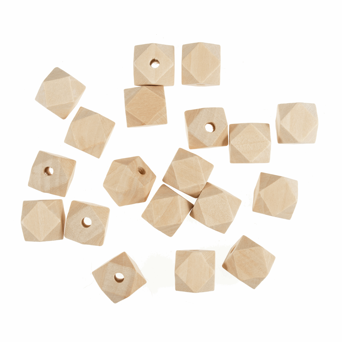 Macrame Geo Cut Centre Hole Wooden Beads x 50 - 20mm