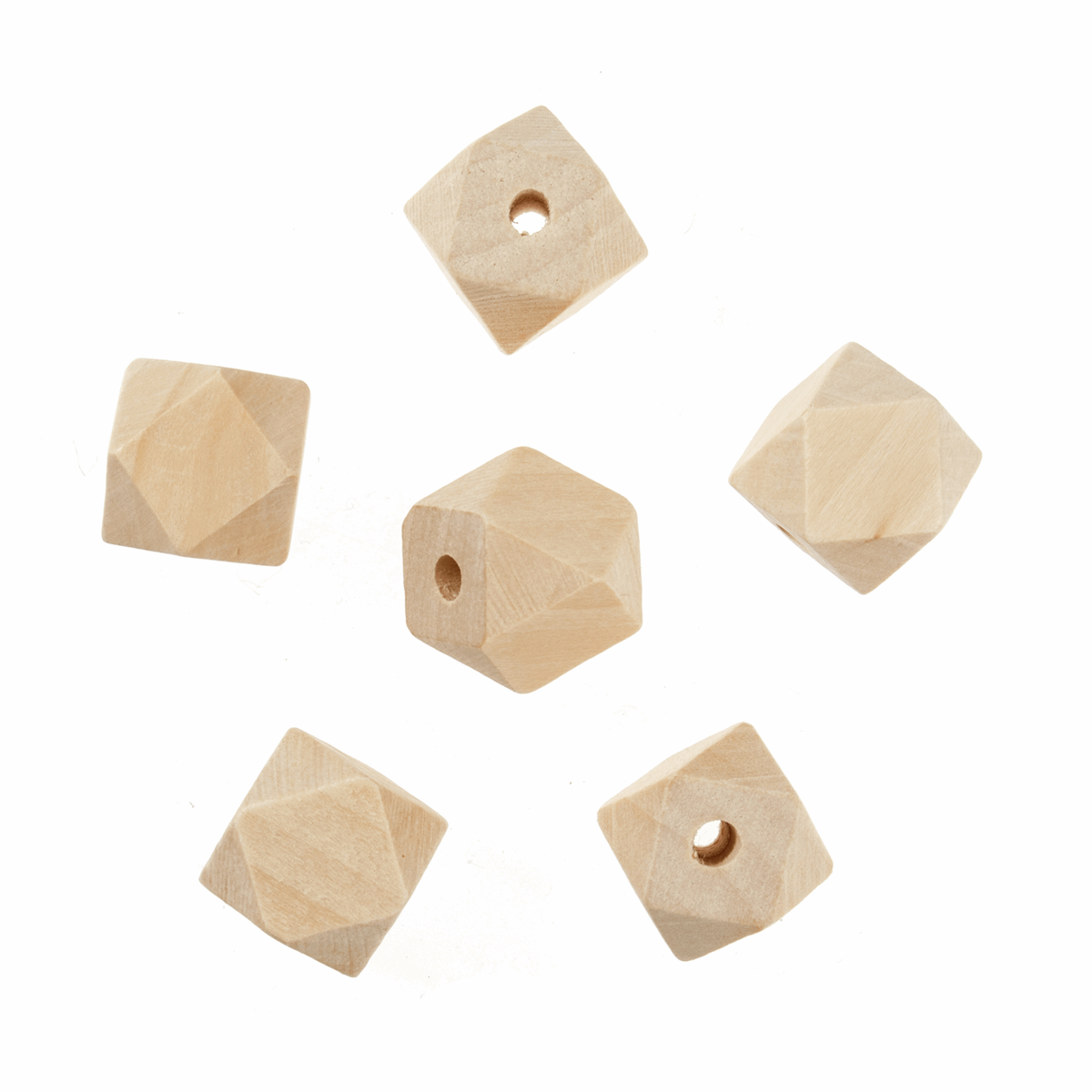 Macrame Geo Cut Centre Hole Wooden Beads x 6 - 20mm