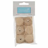 Macrame Geo Cut Centre Hole Wooden Beads x 6 - 30mm