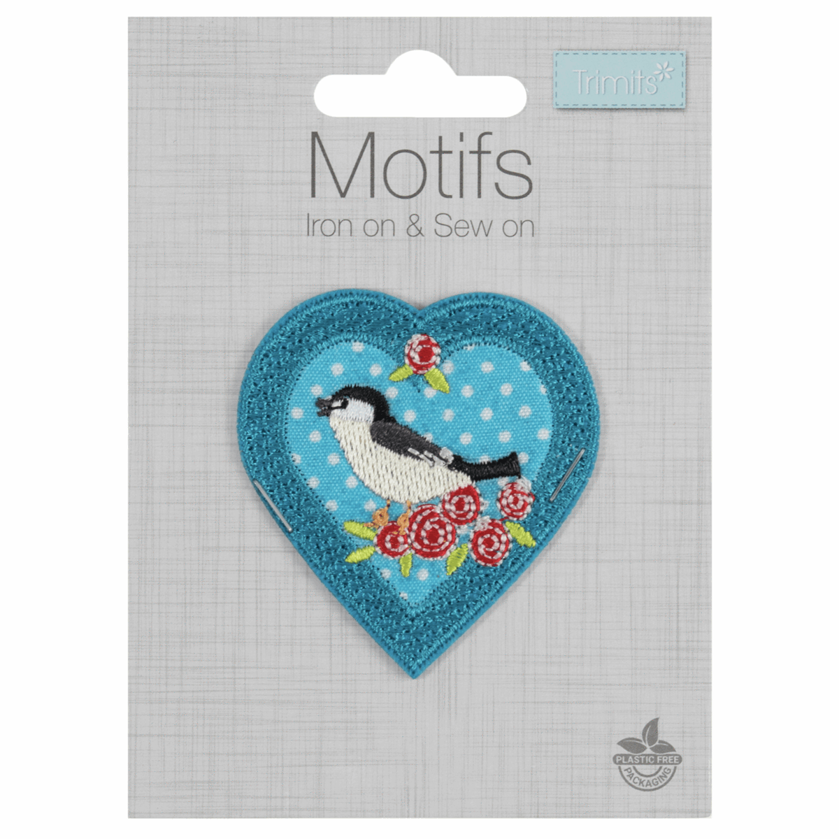 Trimits Iron-On/Sew On Motif Patch - Bird in Heart