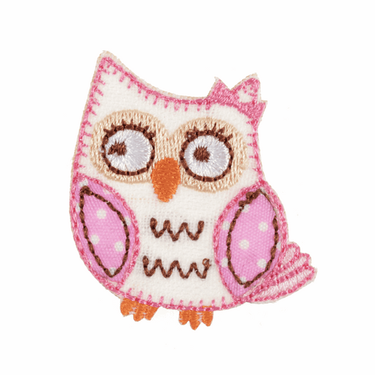 Iron-On/Sew On Motif Patch - Pink Owl