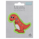 Iron-On/Sew On Motif Patch - Orange Dinosaur