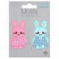 Iron-On/Sew On Motif Patch - Pink & Blue Checked Bunnies