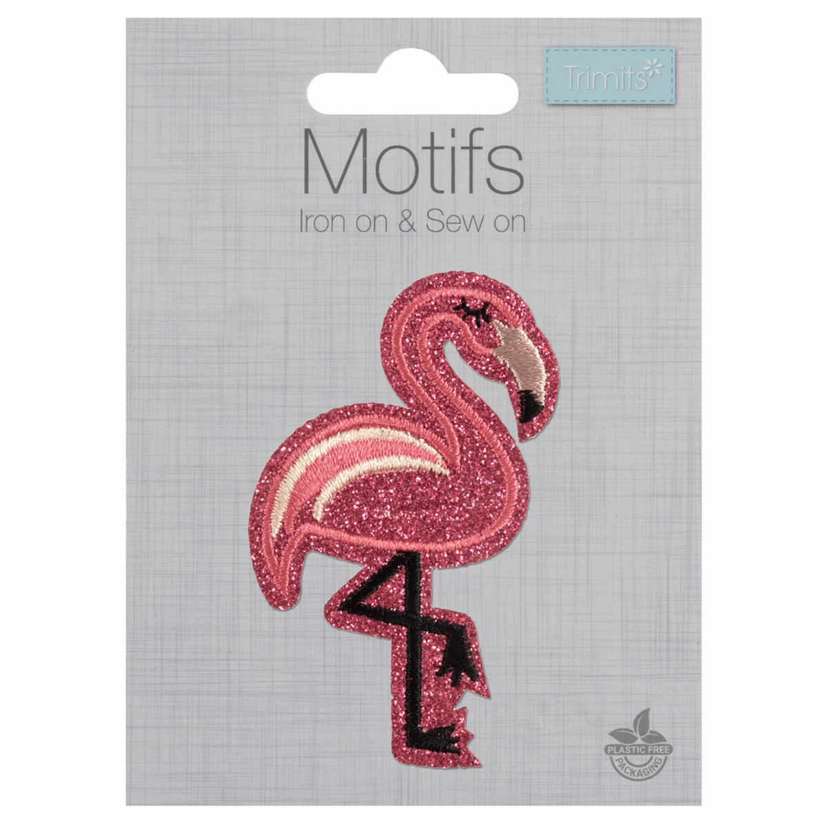 Iron-On/Sew On Motif Patch - Glitter Flamingo