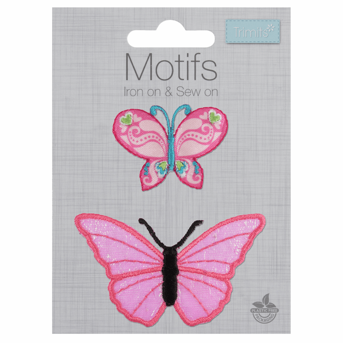 Iron-On/Sew On Motif Patch - Pink Butterflies