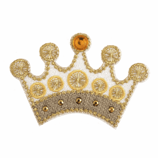 Iron-On/Sew On Motif Patch - Gem Gold Crown