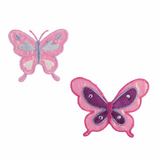 Iron-On/Sew On Motif Patch - Pink Big & Small Butterflies