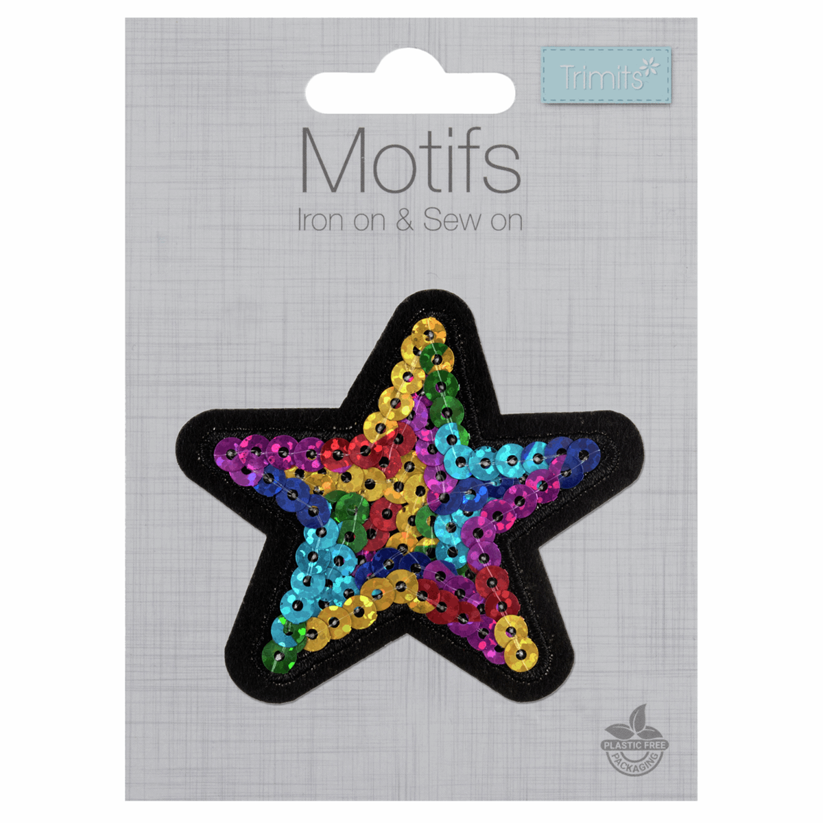 Iron-On/Sew On Motif Patch - Multi Coloured Sequin Star