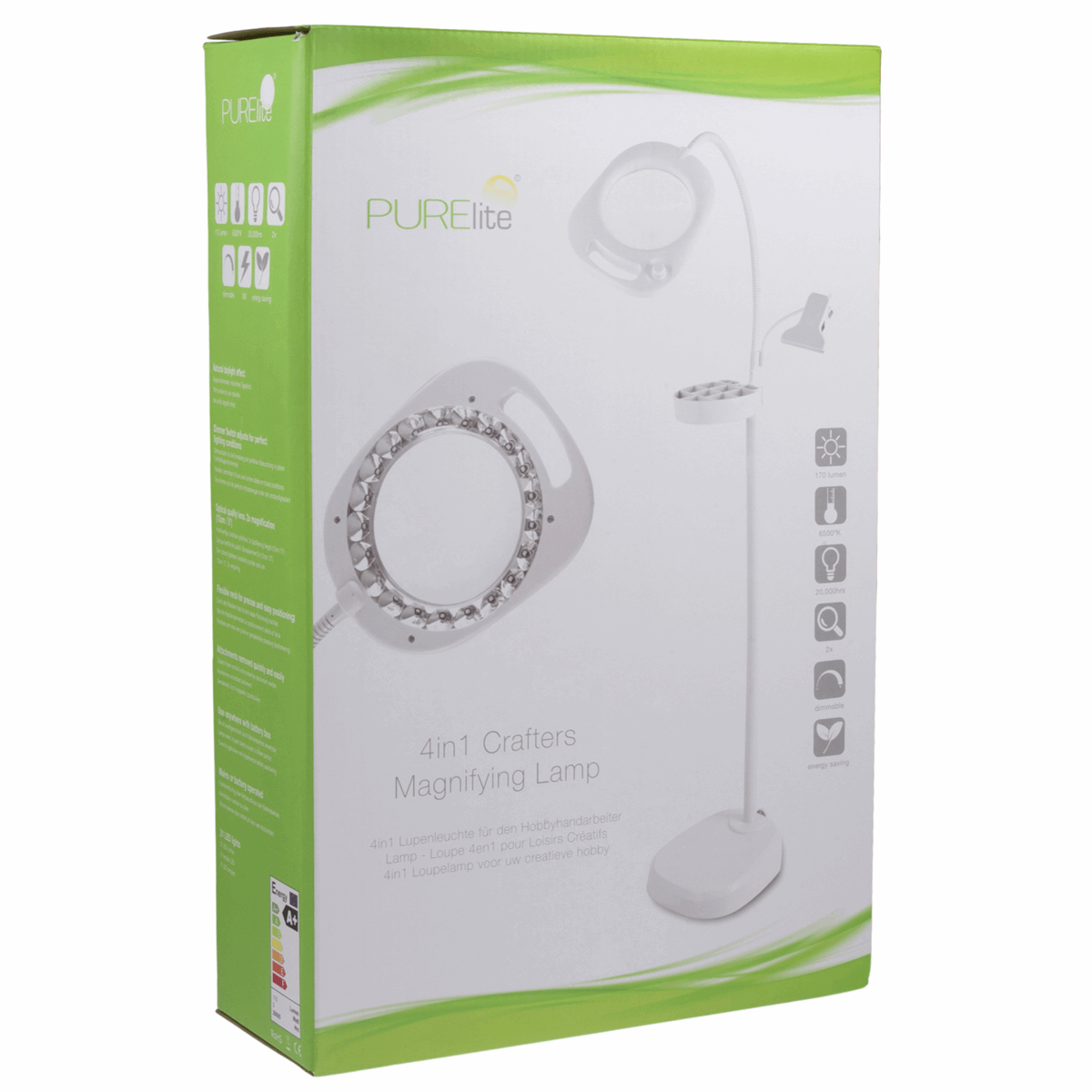 PURElite 4-in-1 LED Craft Magnifying Lamp - 2x magnification