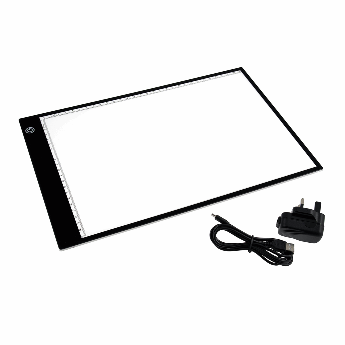 PURElite A4 Ultrathin Led Light Box with Natural Daylight dimmable LEDs - Features ruler border, USB, battery or mains powered