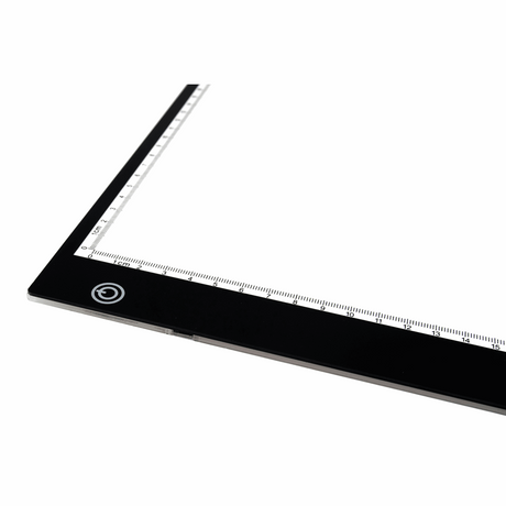 PURElite A4 Ultrathin Led Light Box with Natural Daylight dimmable LEDs - Features ruler border, USB, battery or mains powered