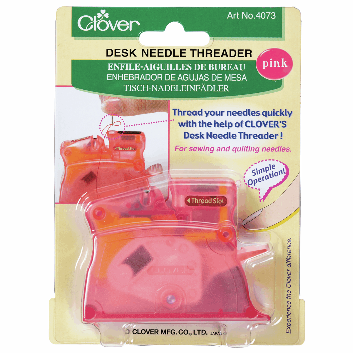Clover Pink Desk Needle Threader