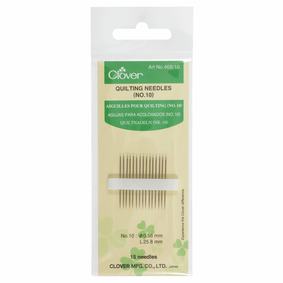 Clover Hand Sewing Quilting Needles - Size No.10 (Pack of 15)