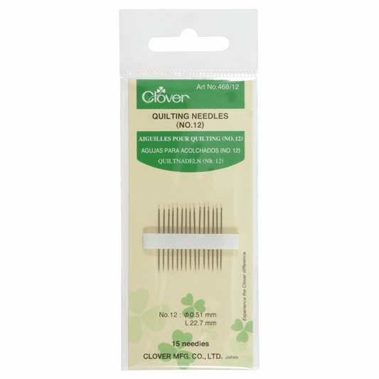 Clover Hand Sewing Quilting Needles - Size No.12 (Pack of 15)