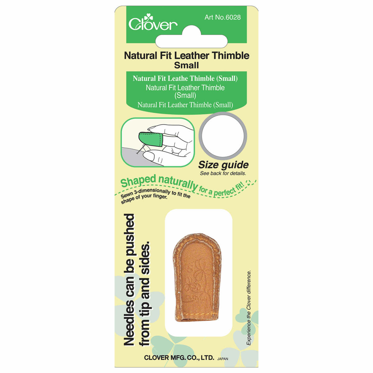 Clover Small Leather Natural Fit Thimble