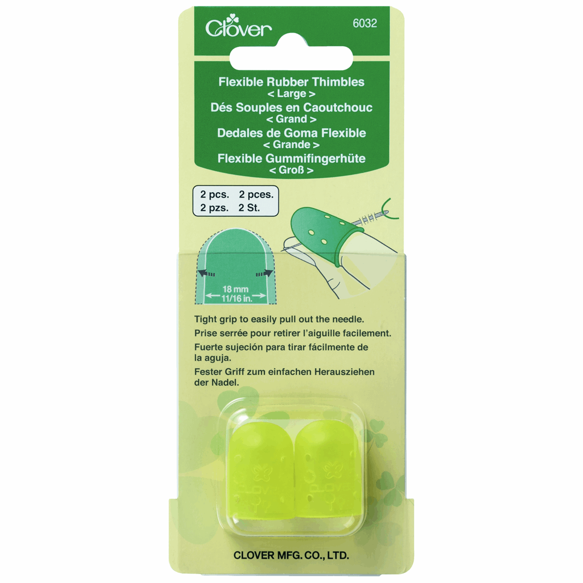 Clover Large Flexible Rubber Thimble - 18mm (Pack of 2)