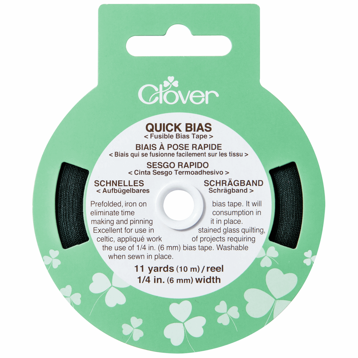 Clover Black Quick Bias Tape - 6mm x 10m