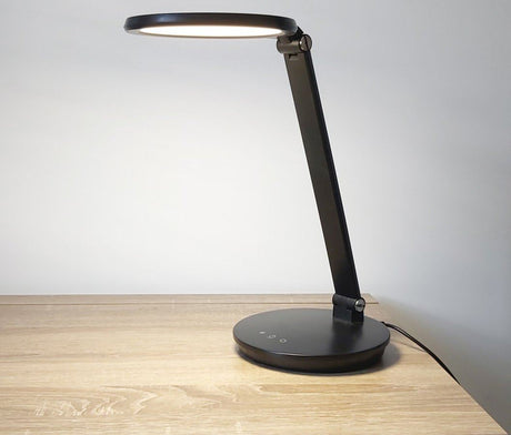 Native Lighting - Black Compact LED Desk Lamp (Lightweight and portable with LED dimmable bulbs)