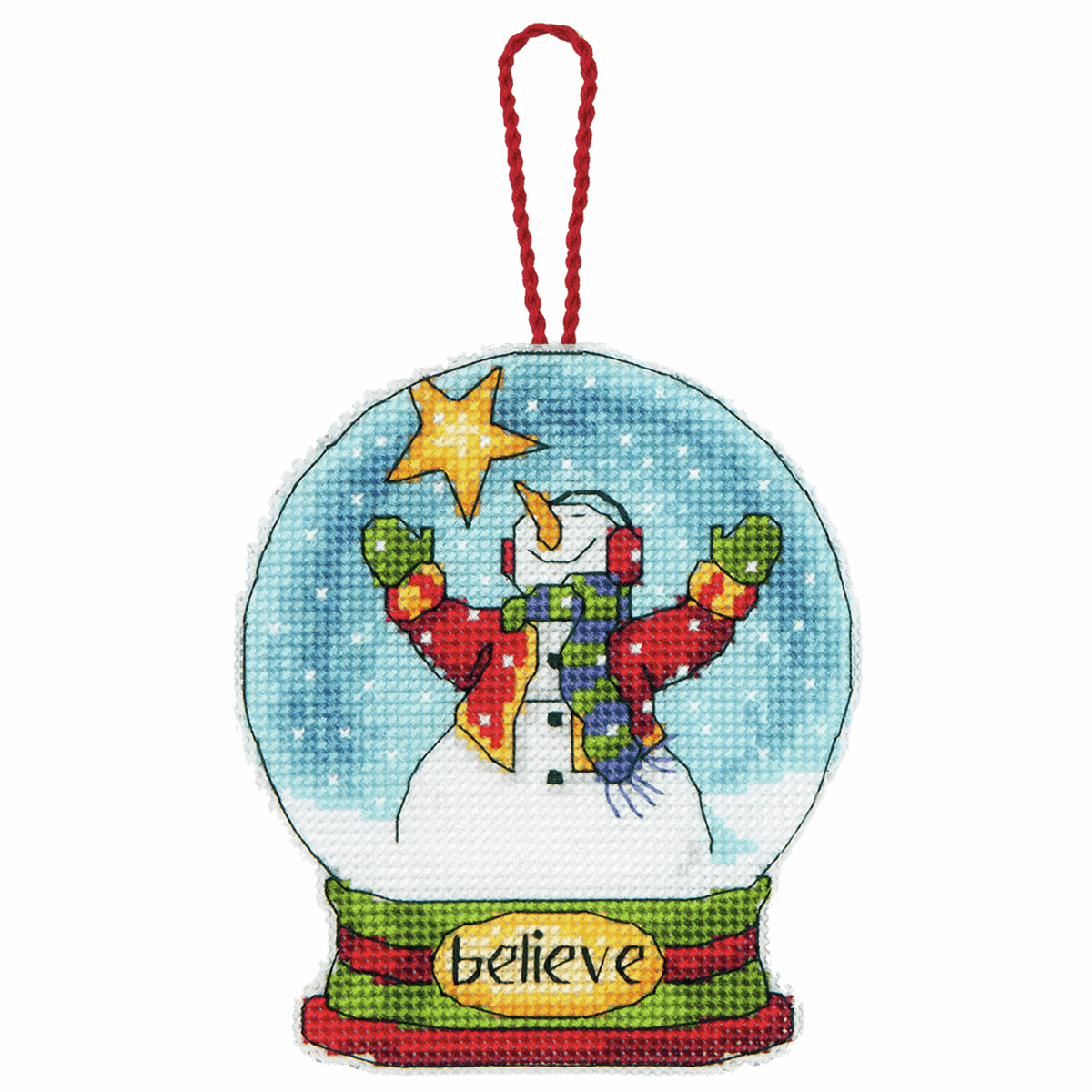 Counted Cross Stitch Snow Globe - Believe