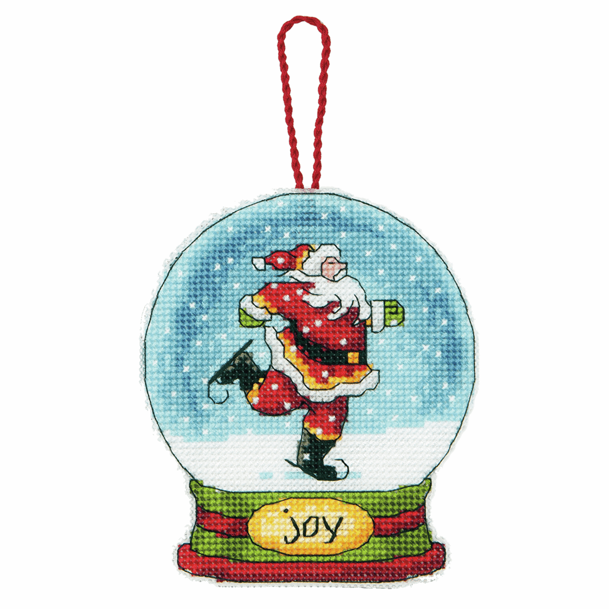 Counted Cross Stitch Snow Globe - Joy