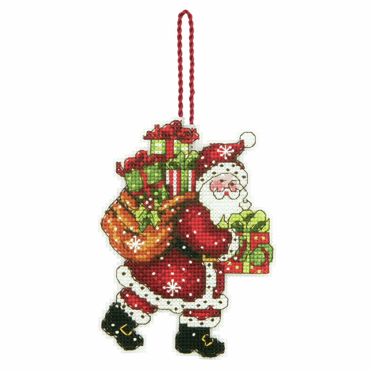 Counted Cross Stitch Ornament Kit - Santa With His Bag
