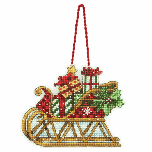 Counted Cross Stitch Ornament Kit - Sleigh