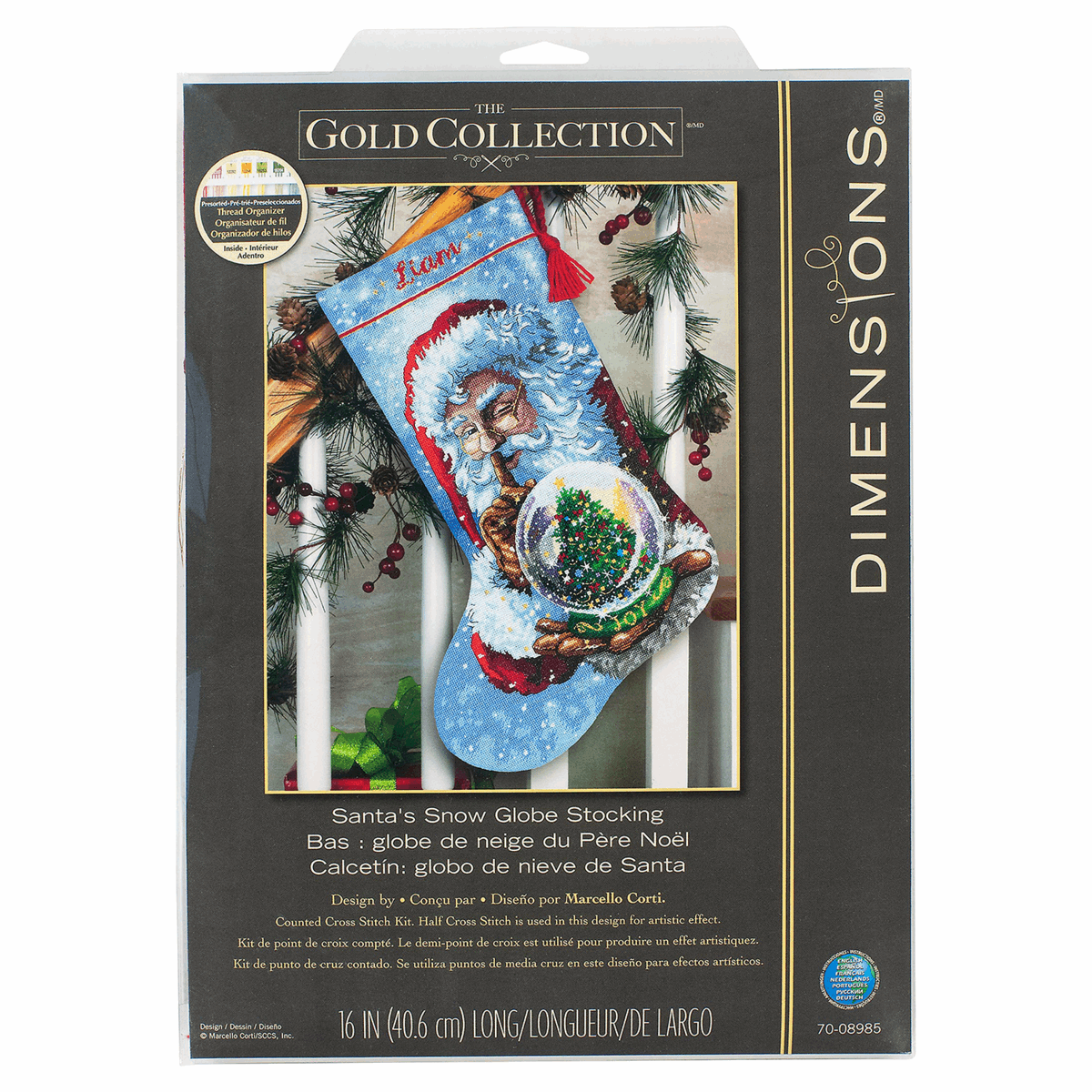 Counted Cross Stitch Stocking Kit - Santas Snow Globe