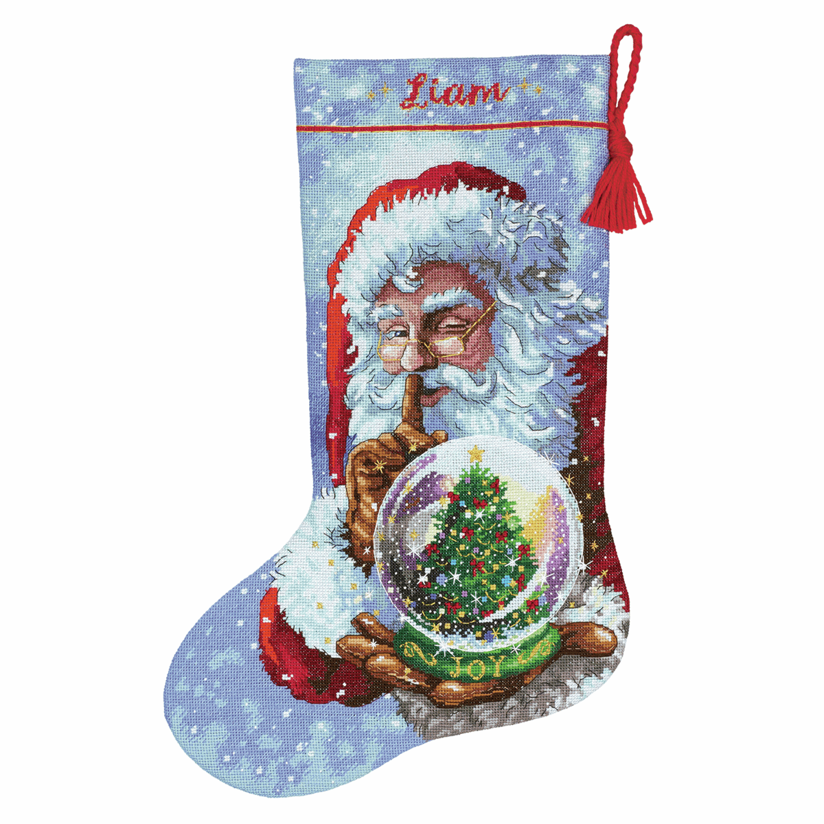 Counted Cross Stitch Stocking Kit - Santas Snow Globe